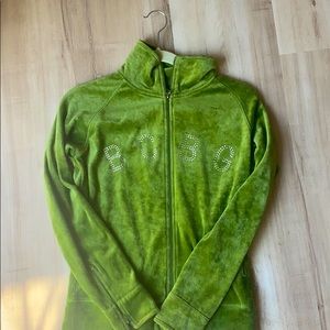 Green BCBG Velour zip up sweatshirt